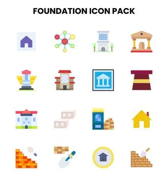 Foundation Flat UI Icons Pack Stock Illustration