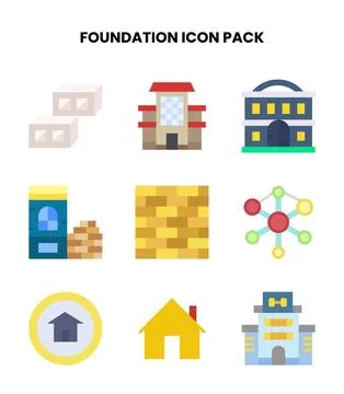 Foundation Flat UI Icons Pack Stock Illustration