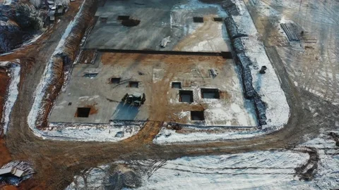 The foundation of the future building. Drone shooting Stock Footage 143775227