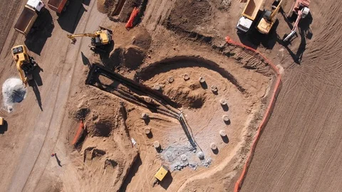 The foundation of the future wind generator with communications. Stock Footage 121199585