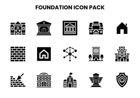 Foundation Glyph Design Icons Pack Stock Illustration
