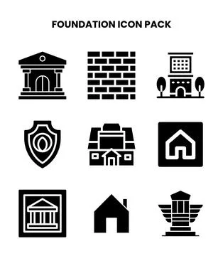 Foundation Glyph Vector Icons Pack Stock Illustration