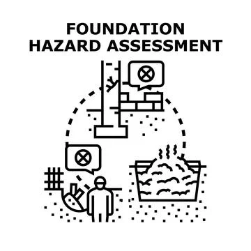 Foundation hazard assessment evaluating construction site risks 库存插图