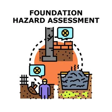 Foundation hazard assessment evaluating construction site risks Stock Illustration