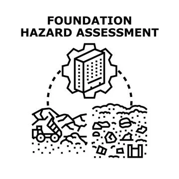 Foundation hazard assessment evaluating construction site risks Illustrazione stock