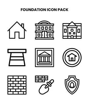 Foundation Line Collection Icons Pack Stock Illustration