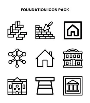 Foundation Line Graphics Icons Pack Stock Illustration