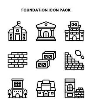 Foundation Line Graphics Icons Pack Stock Illustration