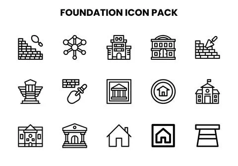 Foundation Line Set Icons Pack Stock Illustration