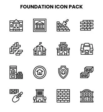 Foundation Line Vector Icons Pack Stock Illustration