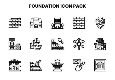 Foundation Line Vector Icons Pack 스톡 일러스트