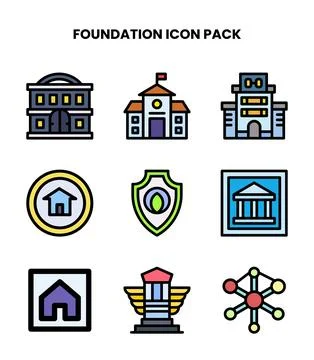 Foundation Lineal Color Bundle Icons Pack Stock Illustration
