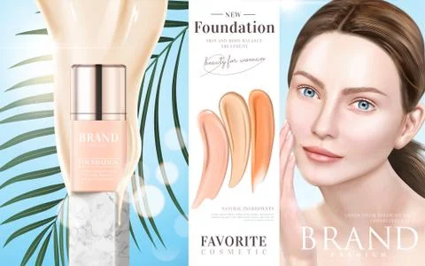 Foundation makeup ads Stock Illustration