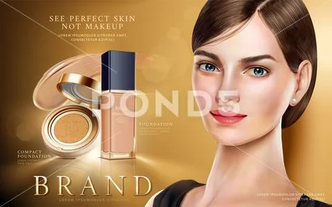 Foundation makeup ads Stock Illustration