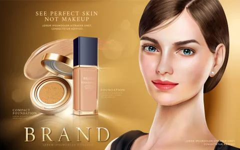 Foundation makeup ads Stock Illustration