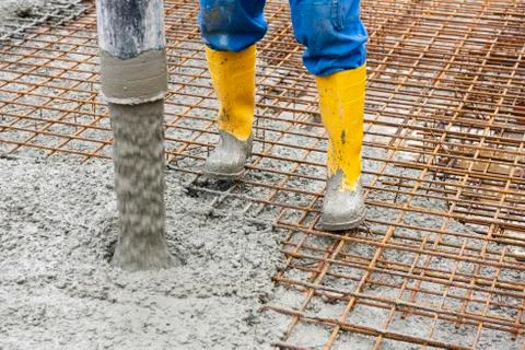 Foundation of an new built house in construction Stock Photos