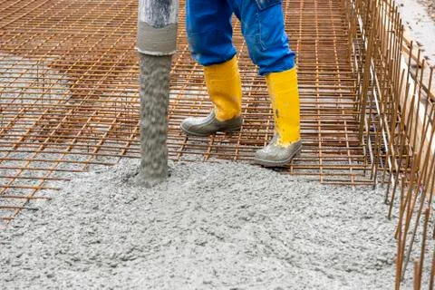 Foundation of an new built house in construction Stock Photos