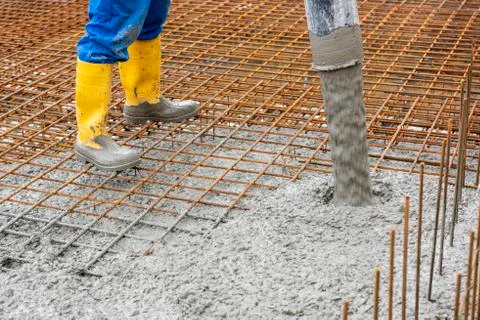 Foundation of an new built house in construction Stock Photos