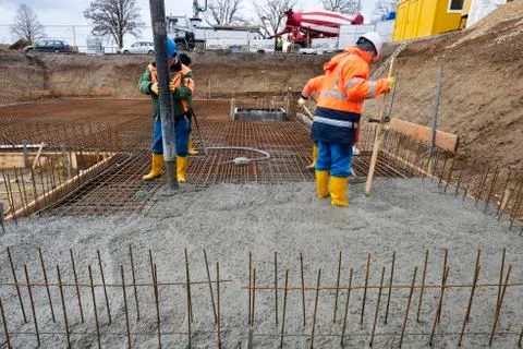 Foundation of an new built house in construction Stock Photos