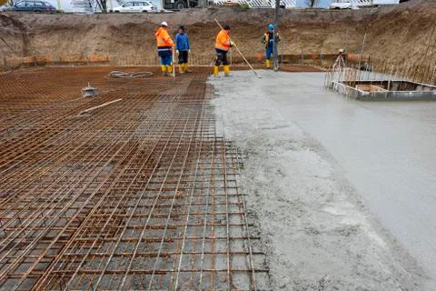 Foundation of an new built house in construction Stock Photos