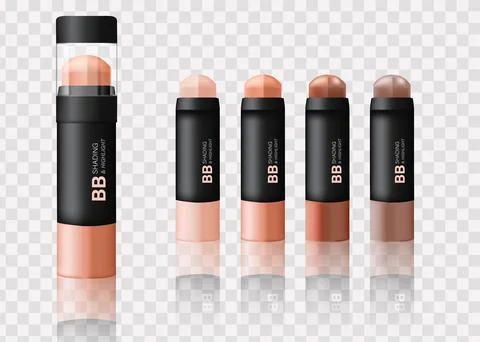 Foundation packaging mockup, for the face in different shades. Stock Illustration
