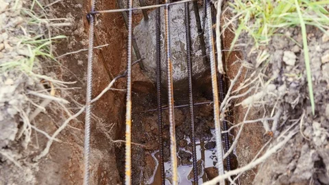 Foundation pile in the construction of a house Video stock 90433405