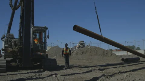 Foundation pile machinery Stock Footage 65051859