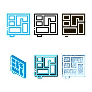 Foundation plan types icon vector outline Stock Illustration