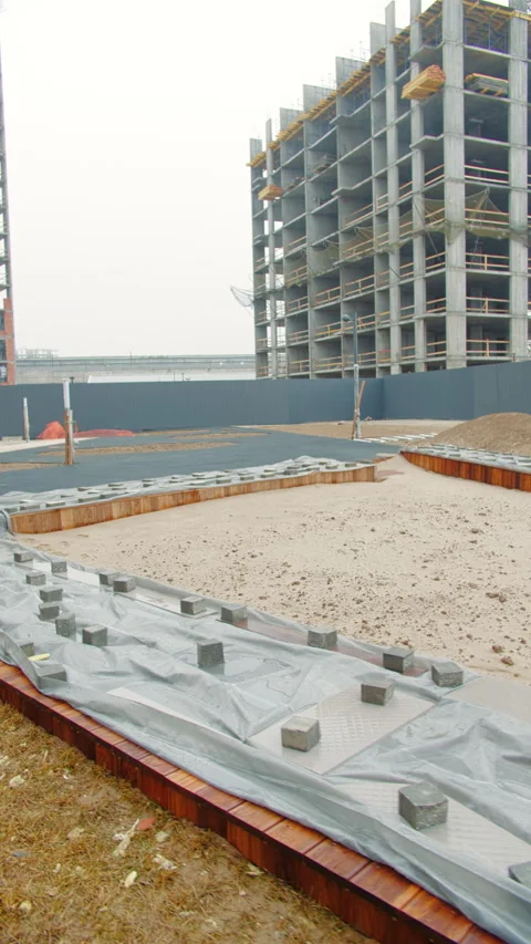 Foundation Preparation at Construction Site Stock Footage 301529895