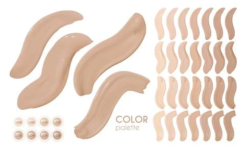 Foundation Smudges. Makeup Concealer Texture. Paint Realistic Swatch. Skin Stock Illustration