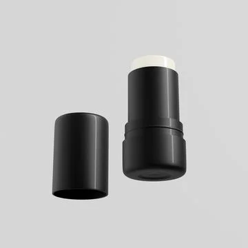 Foundation Stick packaging mockup, black makeup twist up tube packaging Stock Illustration