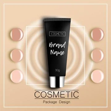 Foundation template design packaging of cosmetics Top view Stock Illustration