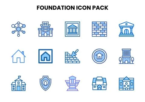 Foundation Two Colour Bundle Icons Pack Stock Illustration