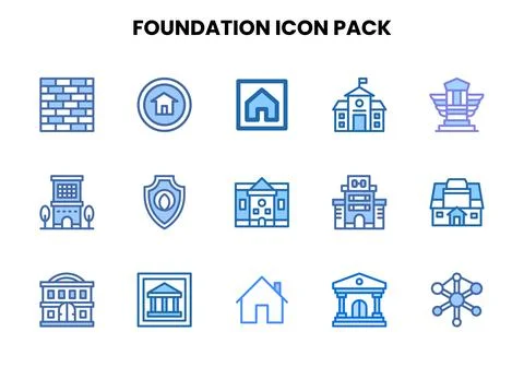 Foundation Two Colour Icons Pack Stock Illustration