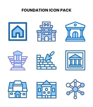 Foundation Two Colour Vector Icons Pack Stock Illustration