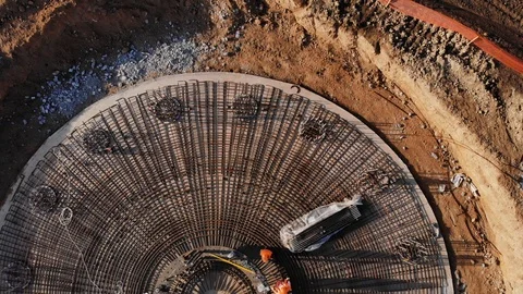 The foundation of the wind turbine. Stock Footage 121199330