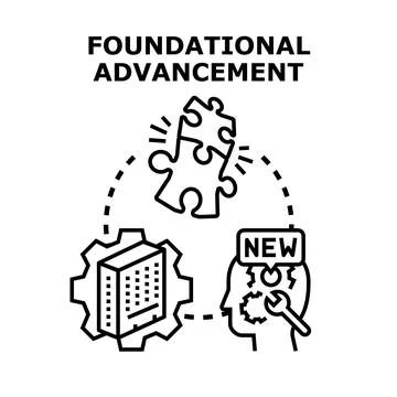 Foundational advancement process building innovation and new ideas Stockillustratie