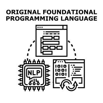 Foundational programming language development and natural language processing Stockillustratie