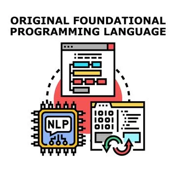 Foundational programming language development and natural language processing Stock Illustration