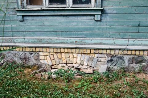 Foundations and structures of an old, historic house. Details close up Stock Photos
