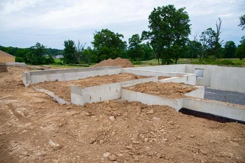 Foundations of the house, rough construction Stock Photos