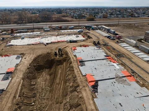 Foundations for new apartment construction Stock Photos