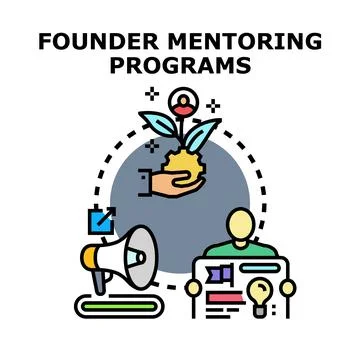 Founder mentoring programs guiding startup entrepreneur development Stock Illustration