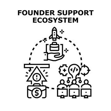 Founder support ecosystem driving startup growth and investment Stock Illustration