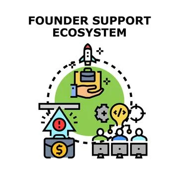 Founder support ecosystem driving startup growth and investment 스톡 일러스트