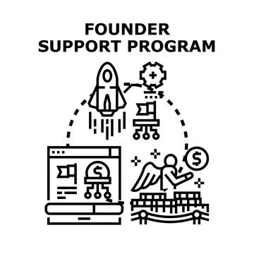 Founder support program for business startups getting funding 스톡 일러스트