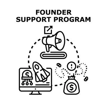 Founder support program launching business startup project 스톡 일러스트