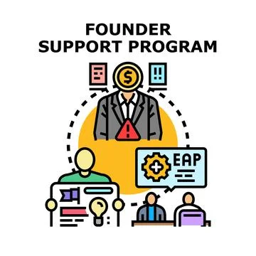 Founder support program providing business development and financial assistan Stock Illustration