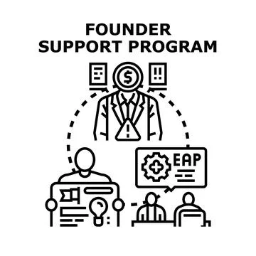 Founder support program providing business development and financial assistan Stock Illustration
