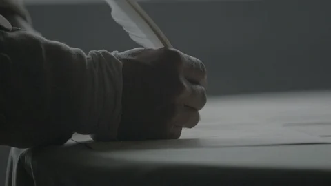 Founding Father Signing the Declaration of Independence with Quill Stock Footage 106964105